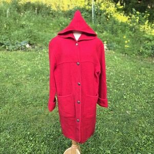 Vintage 100% Wool St. John’s Bay Dark Red Overcoat